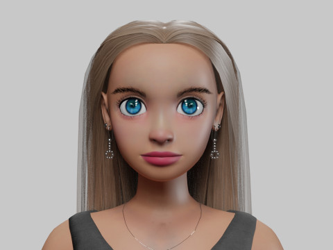 Cartoon beautiful girl V27738 3D Model