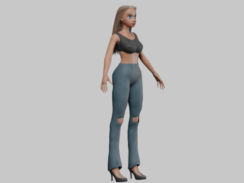 Cartoon beautiful girl V27738 3D Model