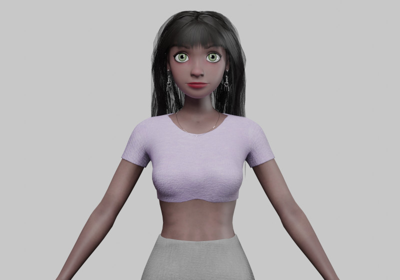 Cartoon black girl V34368 Modèle 3D .c4d .max .obj .3ds .fbx .stl .blend 