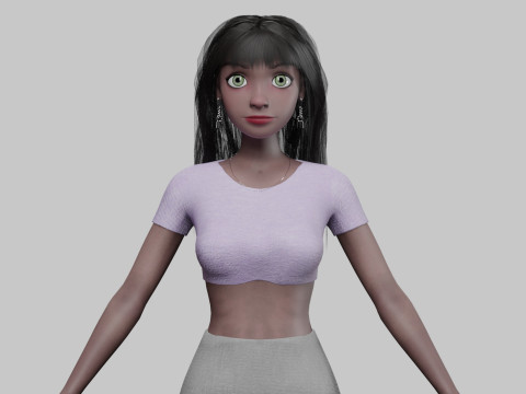 Cartoon black girl V34368 3D Model