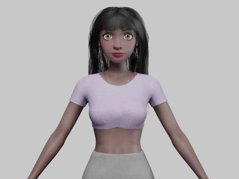 漫画の黒人の女の子 V34368 3Dモデル