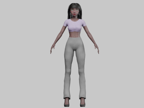 Cartoon black girl V34368 Modèle 3D