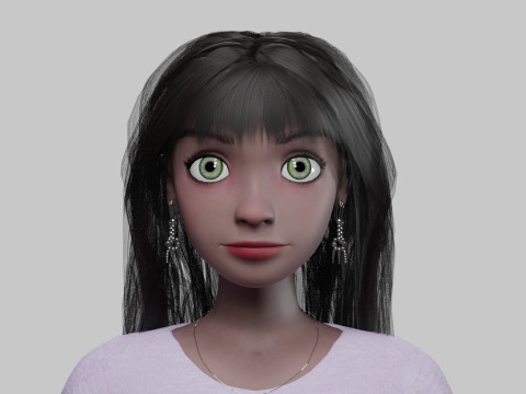 Cartoon black girl V34368 Modèle 3D