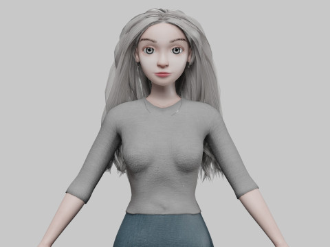Cartoon blond girl V30641 3D Model