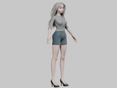 Cartoon blond girl V30641 3D 模型