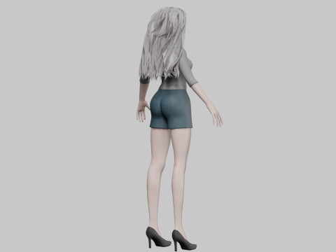 Cartoon blond girl V30641 3D 模型