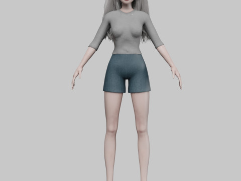 Cartoon blond girl V30641 3D 模型