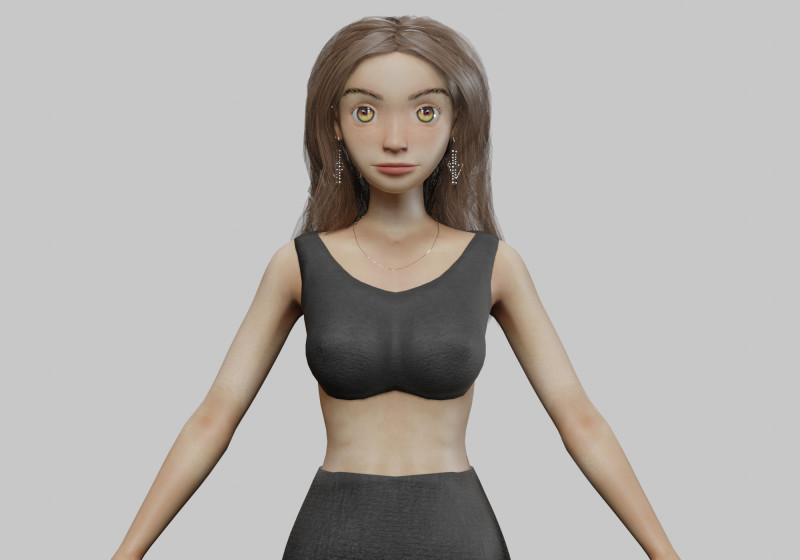Cartoon classic girl V32978 Modelo 3D .c4d .max .obj .3ds .fbx .stl .blend