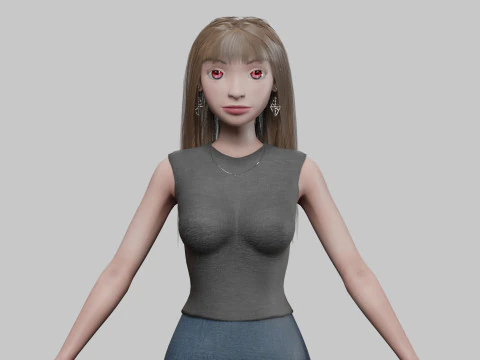 卡通可爱女孩V33227 3D 模型