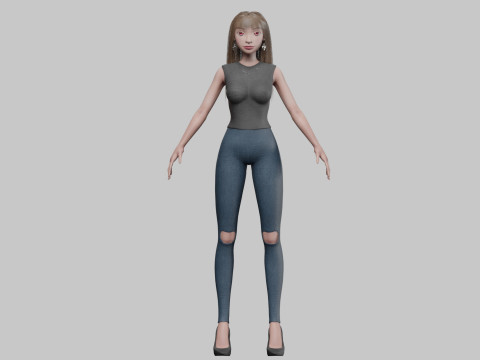 Cartoon cute girl V33227 3D 모델