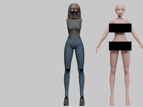 卡通可爱女孩V33227 3D 模型