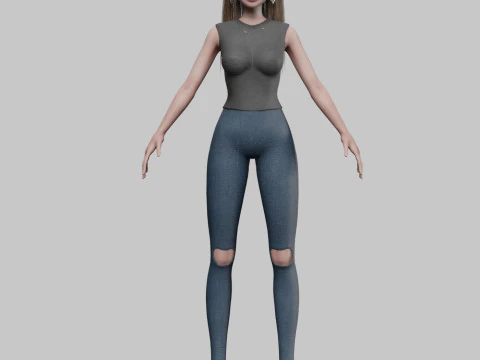 卡通可爱女孩V33227 3D 模型