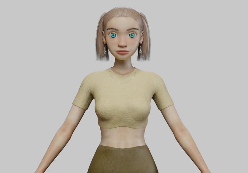 Cartoon pretty girl V23421 Modelo 3D .c4d .max .obj .3ds .fbx .stl .blend 