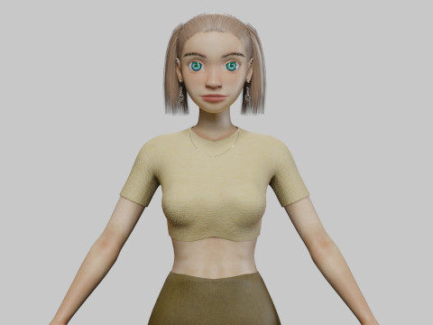 Cartoon pretty girl V23421 Modello 3D