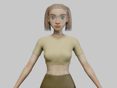 漫画のかわいい女の子 V23421 3Dモデル