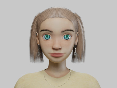 Cartoon pretty girl V23421 Modelo 3D