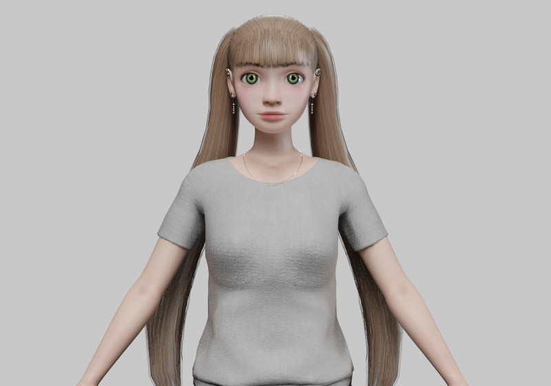 Cartoon standard girl V21997 3D Модель .c4d .max .obj .3ds .fbx .stl .blend