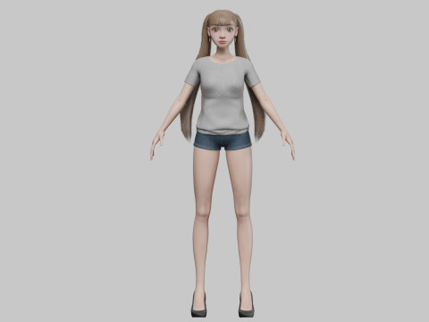 Cartoon standard girl V21997 3D Модель