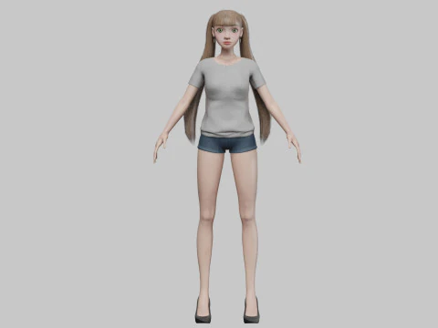 Cartoon standard girl V21997 3D Model