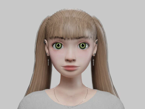 Cartoon standard girl V21997 3D Model
