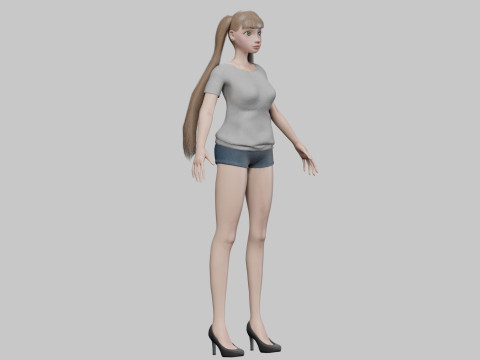 Cartoon standard girl V21997 3D Модель