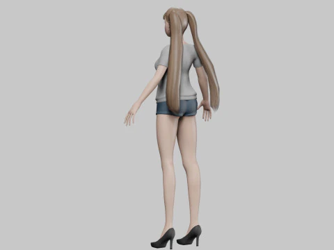 Cartoon standard girl V21997 3D Model