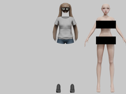 Cartoon standard girl V21997 3D Модель