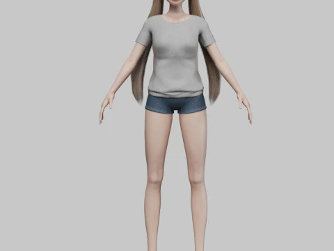 Cartoon standard girl V21997 3D Model