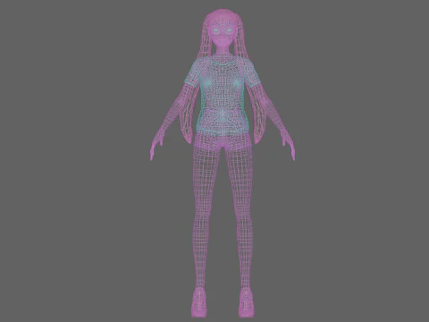 Cartoon standard girl V21997 3D Model