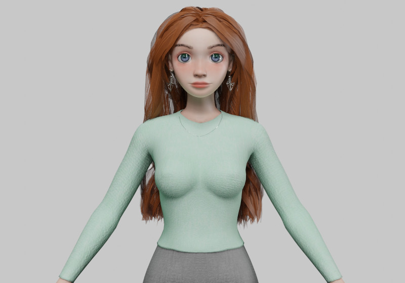 Cartoon sweet girl V34446 Modelo 3D .c4d .max .obj .3ds .fbx .stl .blend 