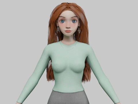 Cartoon s&uuml;&szlig;es M&auml;dchen V34446 3D Modell