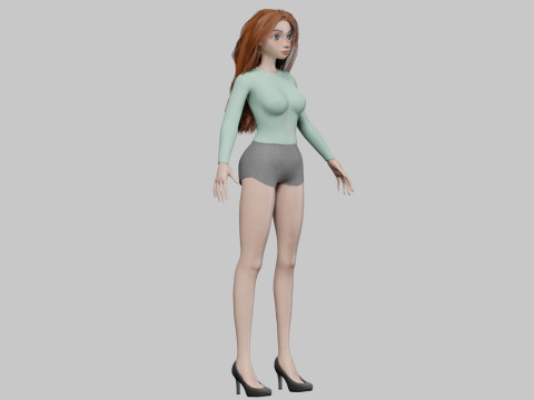 Cartoon sweet girl V34446 Modelo 3D