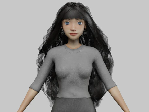 Cartoon-Teenager-M&auml;dchen V38392 3D Modell