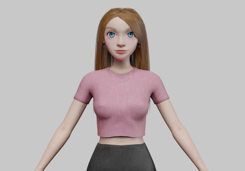 Cartoon young girl V30340 Modèle 3D .c4d .max .obj .3ds .fbx .stl .blend 
