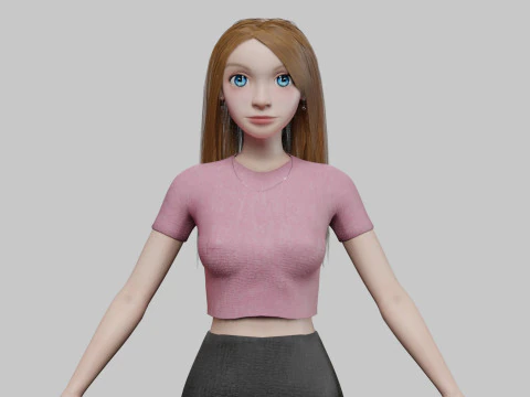 Gadis muda kartun V30340 Model 3D