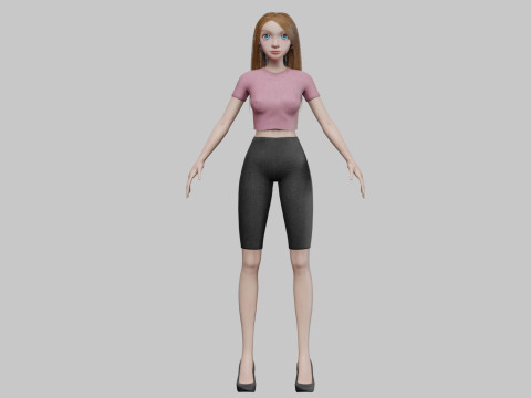 Cartoon young girl V30340 Modèle 3D