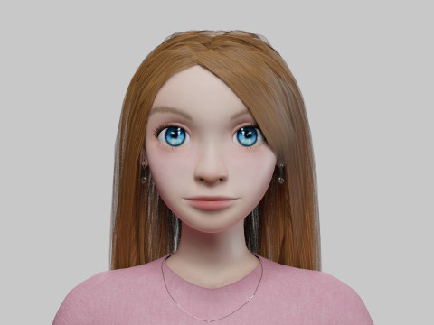 Cartoon young girl V30340 Modèle 3D