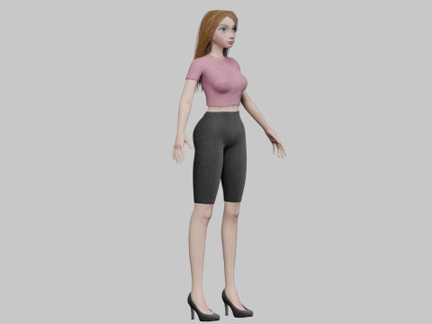 Cartoon young girl V30340 Modèle 3D