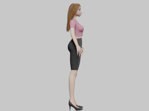 Cartoon young girl V30340 Modèle 3D