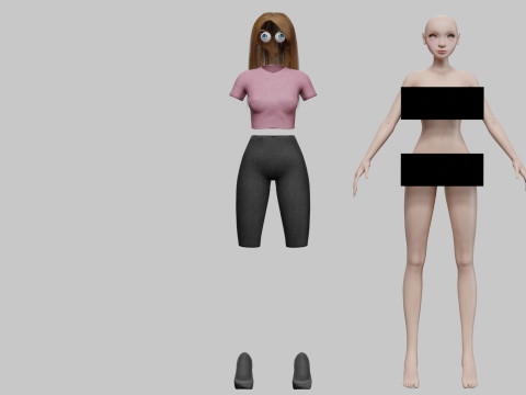 Cartoon young girl V30340 Modèle 3D