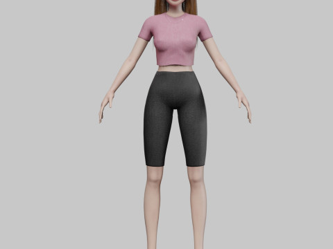 Cartoon young girl V30340 Modèle 3D