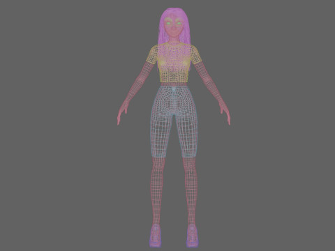 Cartoon young girl V30340 Modèle 3D