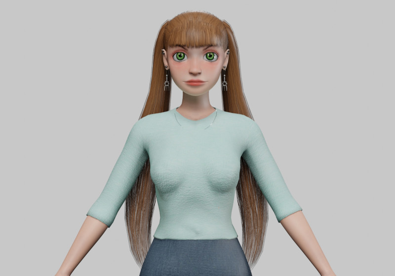 Classic cartoon girl V24074 Modèle 3D .c4d .max .obj .3ds .fbx .stl .blend 