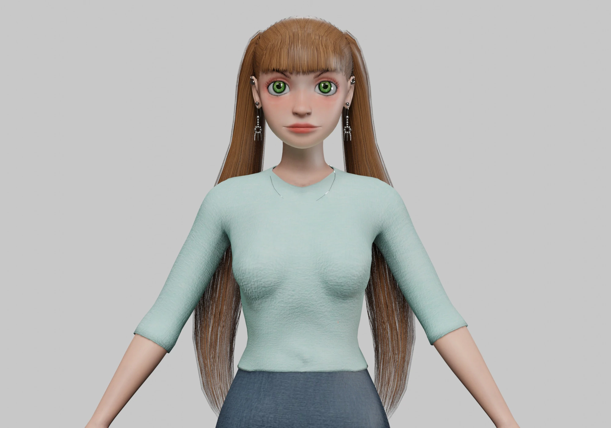 Classic cartoon girl V24074 3D Model .c4d .max .obj .3ds .fbx .stl .blend 