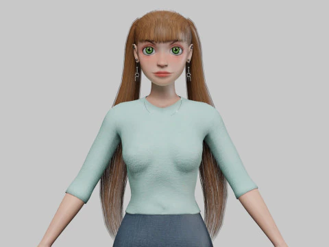 클래식 만화 소녀 V24074 3D 모델