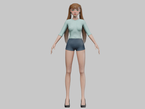 Classic cartoon girl V24074 Modèle 3D