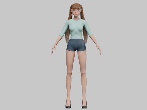 Classic cartoon girl V24074 3D Model