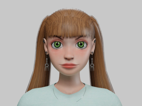 Classic cartoon girl V24074 Modèle 3D