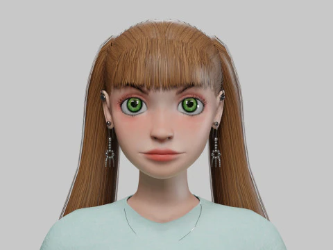 Classic cartoon girl V24074 3D Model