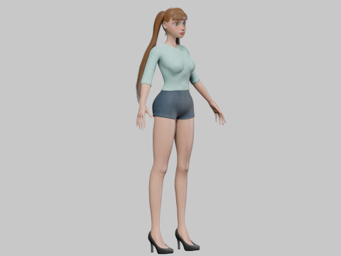 Classic cartoon girl V24074 Modèle 3D